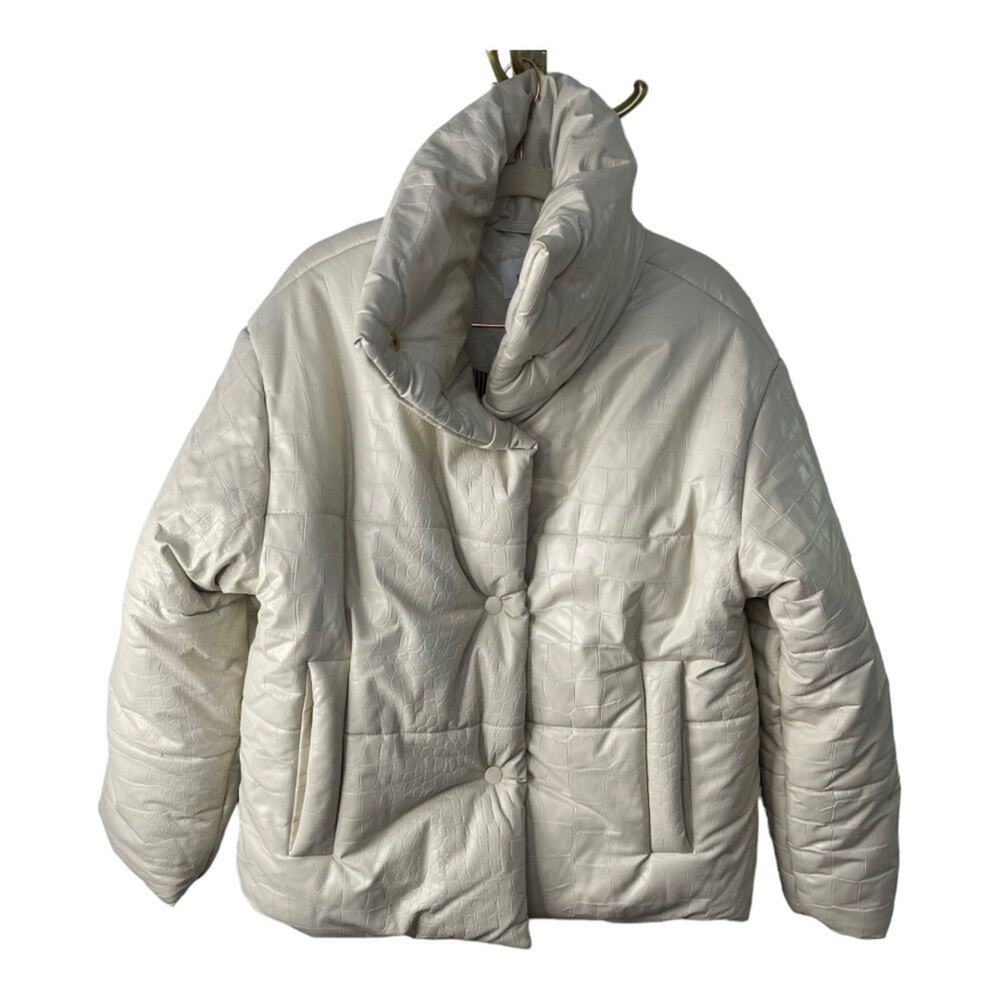 Nanushka Puffer Jacket Quilted Padded Textured Marble Croc Winter Gorpcore XS - Picture 2 of 16
